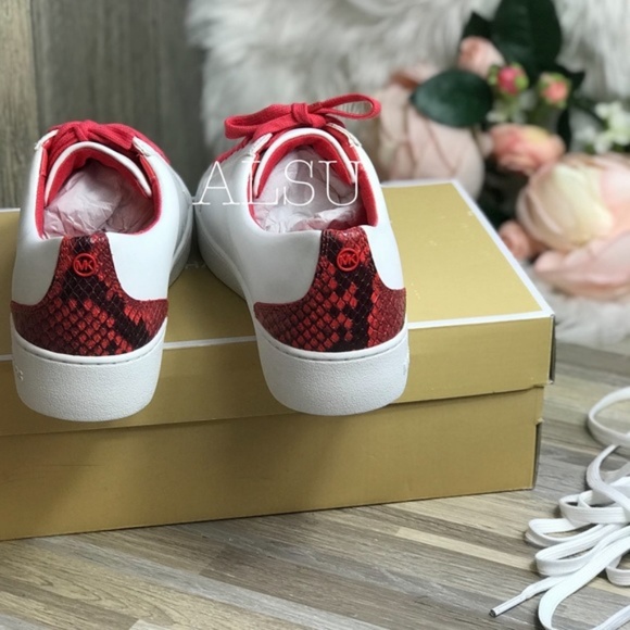 🌸Sale🌸 Michael Kors Catelyn Lace Up Napa Optic Sangria Women's 45T8CAFS2L - Picture 6 of 8